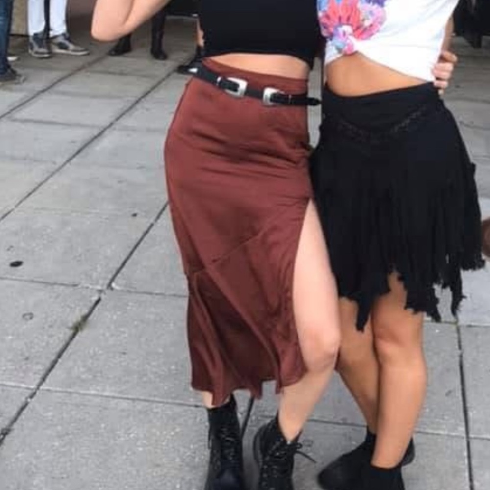 Free People Asymmetrical maroon Skirt